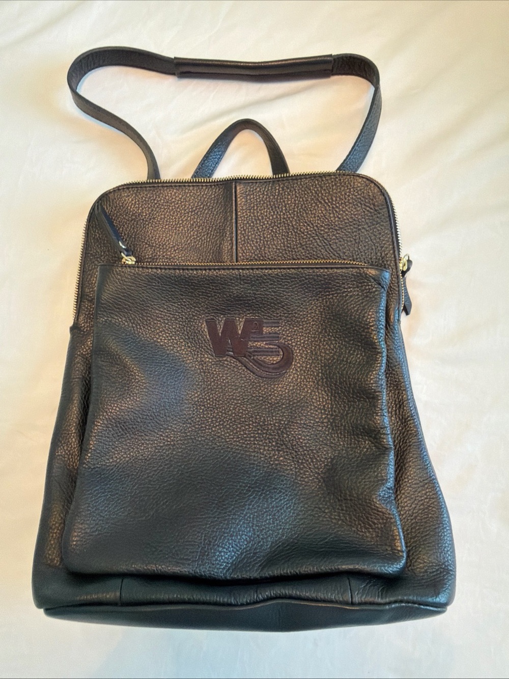 CREDI Black Pebbled
Leather Convertible
Backpack Shoulder Bag Made In Italy